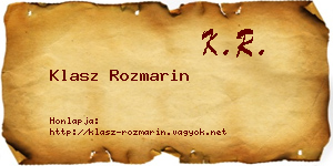 Klasz Rozmarin névjegykártya